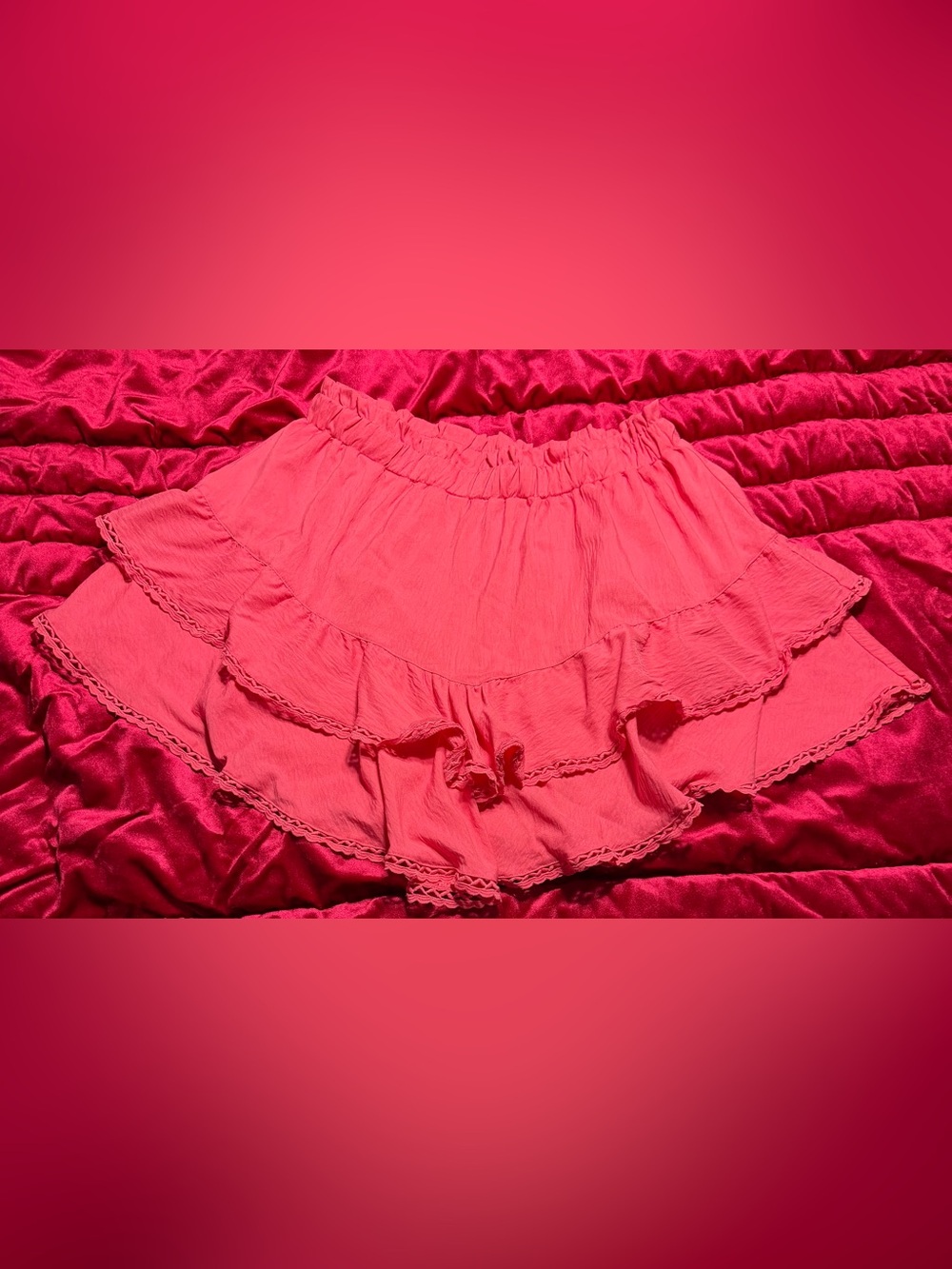 Flowy Shorts for Women Casual Ruffle Tiered Skorts High Waist hot pink XXL - Picture 4 of 4